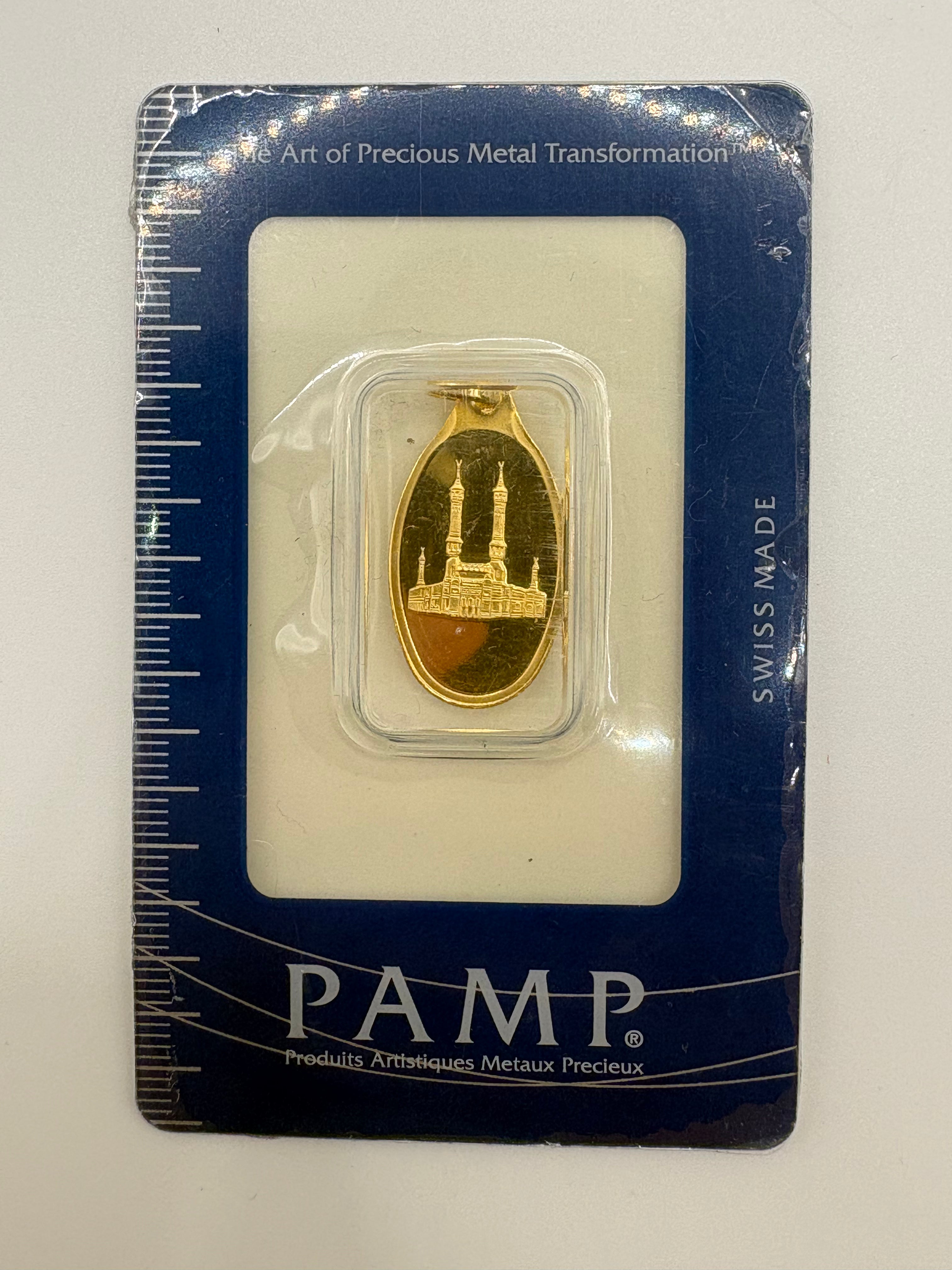 PAMP 5g Ka'Bah Mecca Gold Minted Pendant In Assay