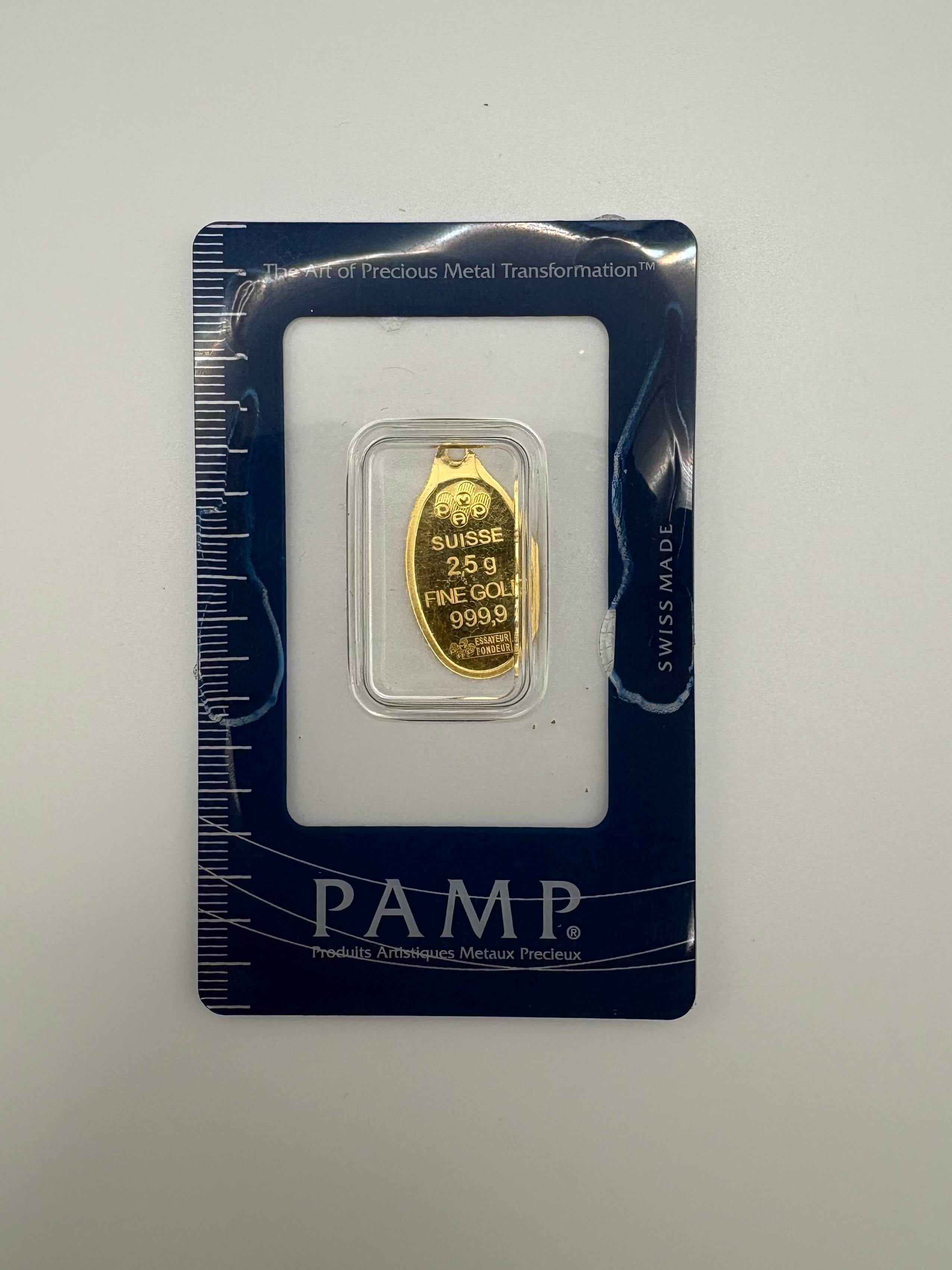 PAMP 2.5g Blank Gold Minted Pendant In Assay