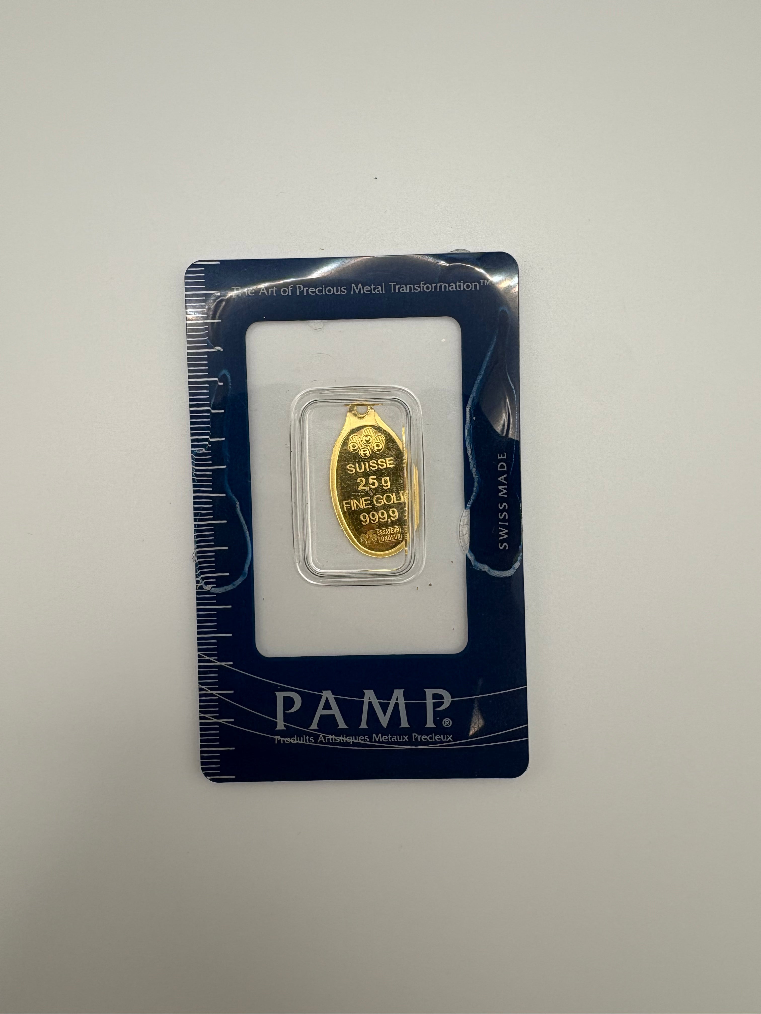 PAMP 2.5g Blank Gold Minted Pendant In Assay