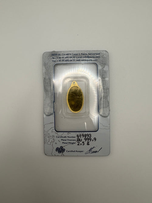 PAMP 2.5g Blank Gold Minted Pendant In Assay