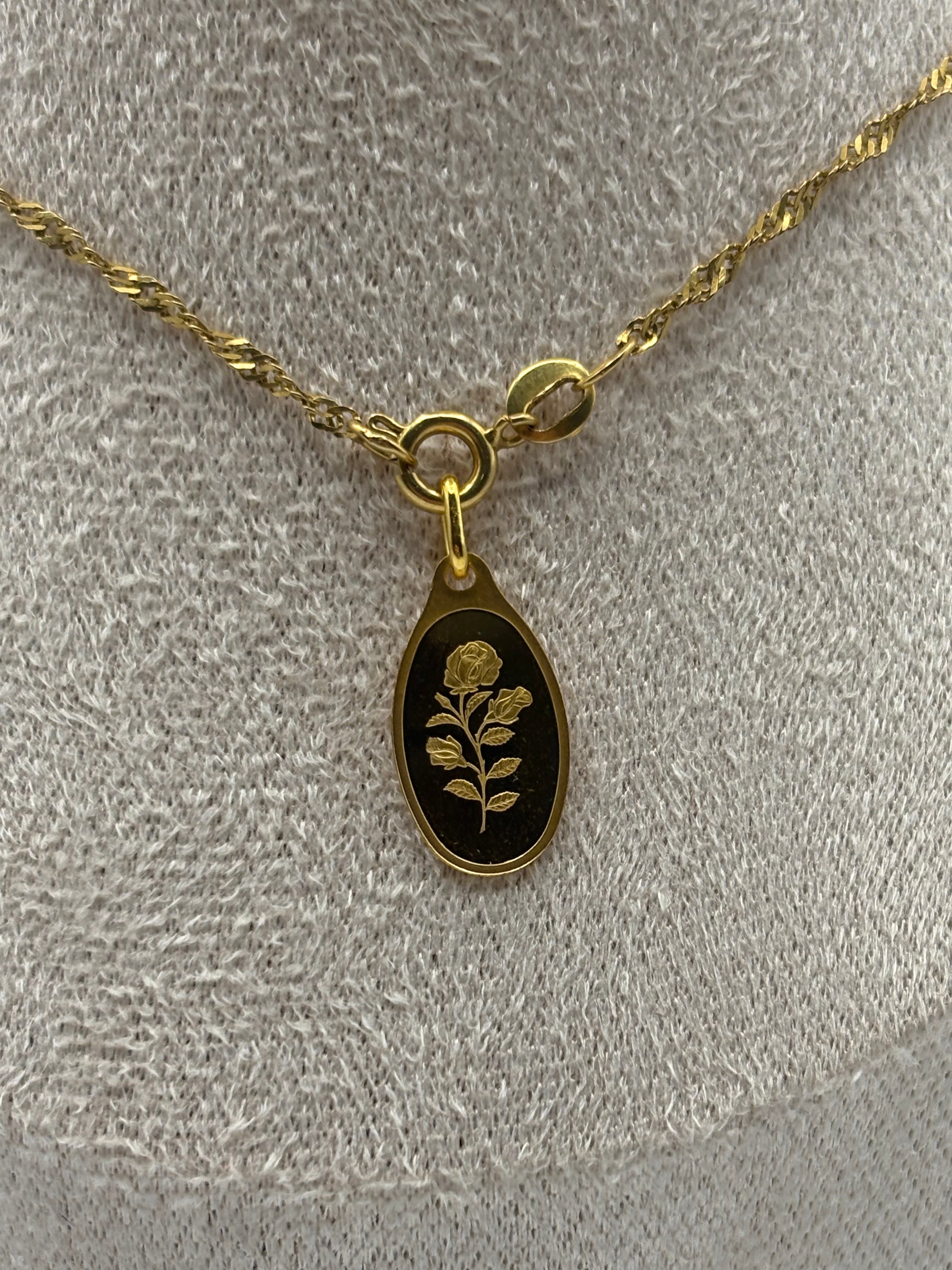 PAMP Suisse 1g Rosa Oval Gold Bar Pendant 24kt .9999 Fine Gold