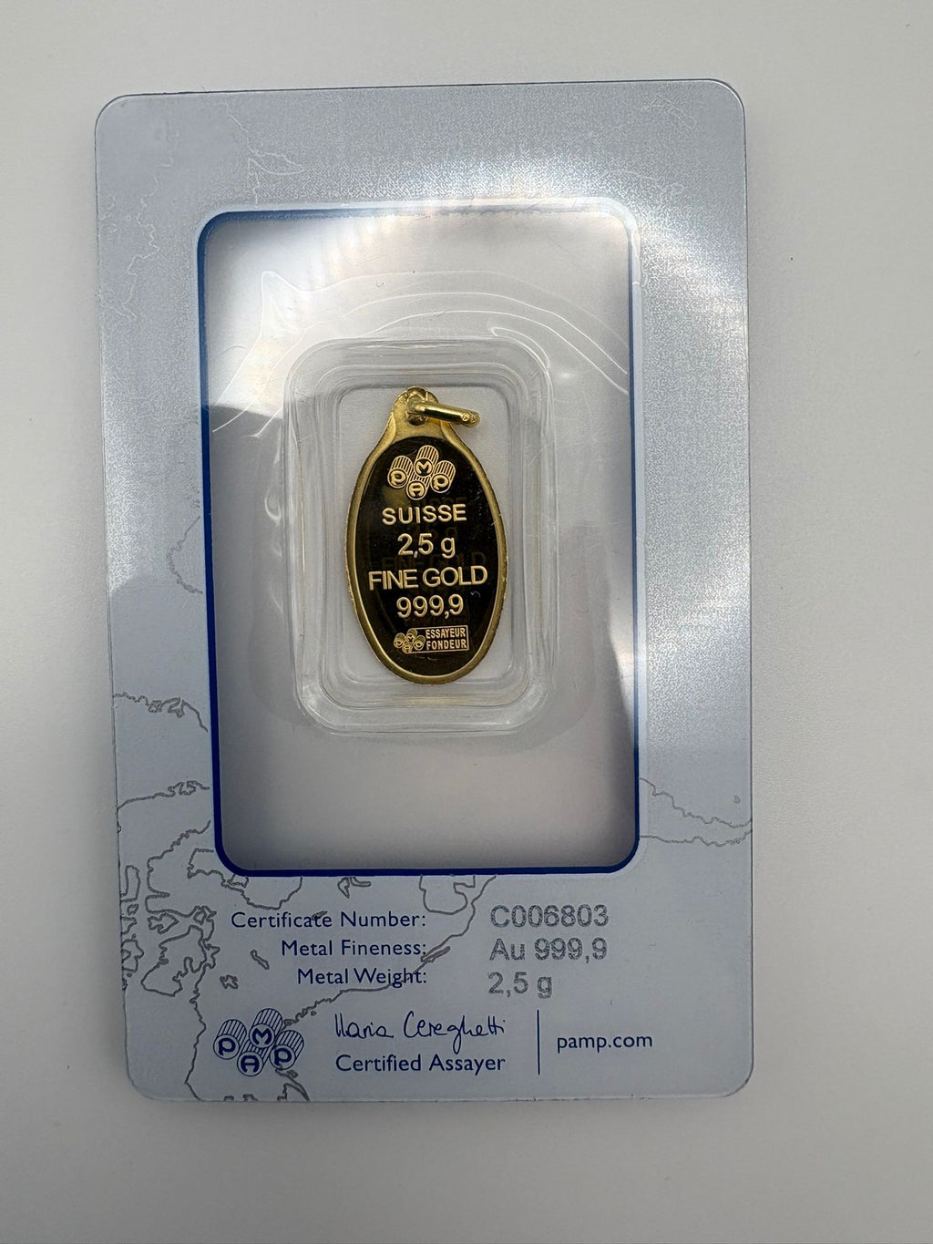 PAMP 2.5g Rosa Gold Minted Pendant In Assay