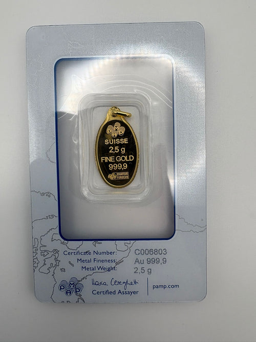 PAMP 2.5g Rosa Gold Minted Pendant In Assay
